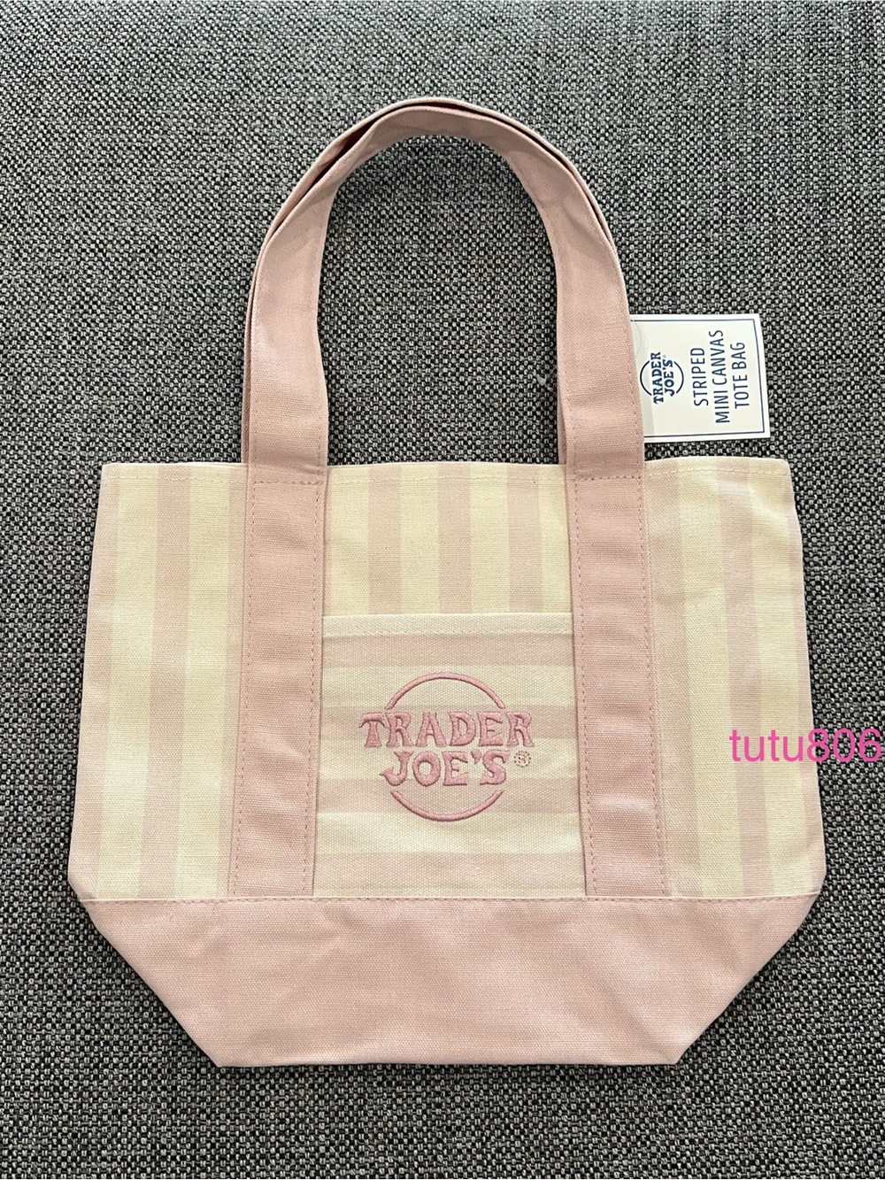 Trader Joe’s Striped Canvas Mini Tote Bag   NWT